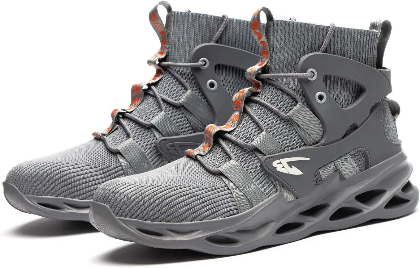 Luolocsn Work Safety Steel Toe Boots for Men and Women Lightweight Breathable Industrial & Construction Shoes