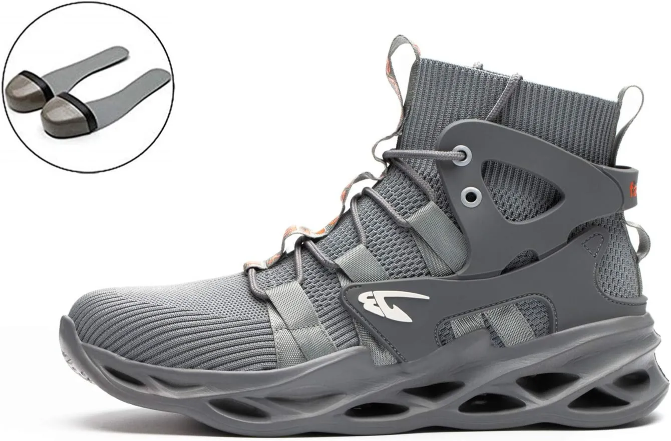 Luolocsn Work Safety Steel Toe Boots for Men and Women Lightweight Breathable Industrial & Construction Shoes