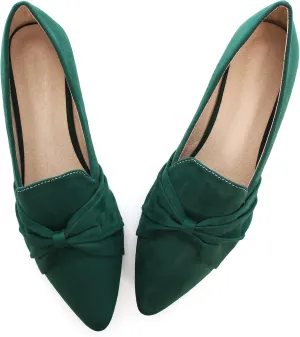 LUXINYU Women's Slip on Flats,Pointed Toe Solid Classic Ballet Dance Shoes Elegant Bow Soft Comfortable Memory Foam Suede Flat Shoes