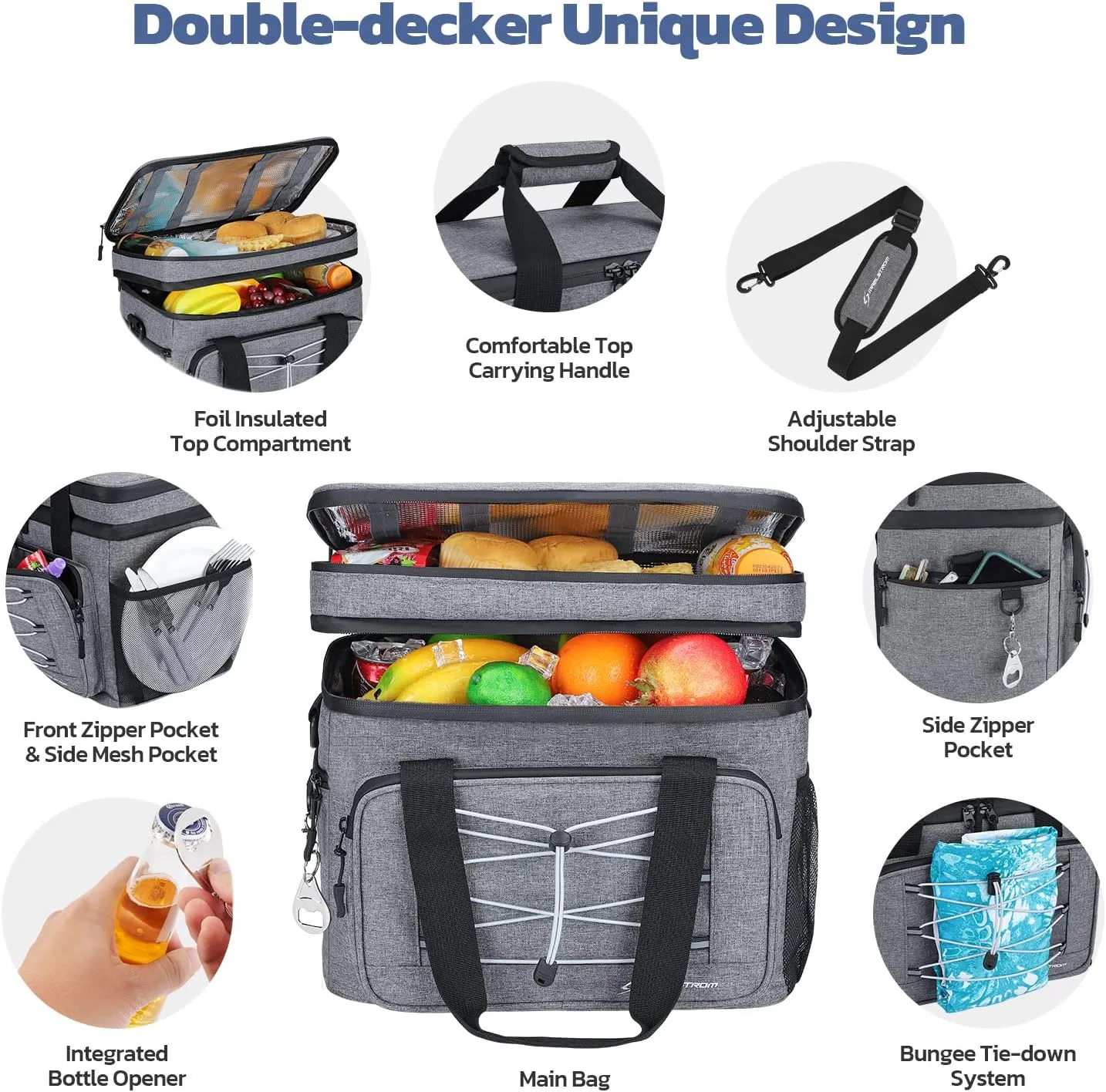 Maelstrom Soft Cooler Bag,Collapsible Soft Sided Cooler,24/30/60/75 Cans Beach Cooler,Ice Chest,Large Leakproof Camping Cooler,Portable Travel Cooler for Grocery Shopping,Camping,Road Trips