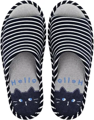MAGILONA Women Mens Home Slippers Cotton Blends Soft Washable Open-Toe Indoor Shoes Casual Flat Silent Slippers Sole Shoes