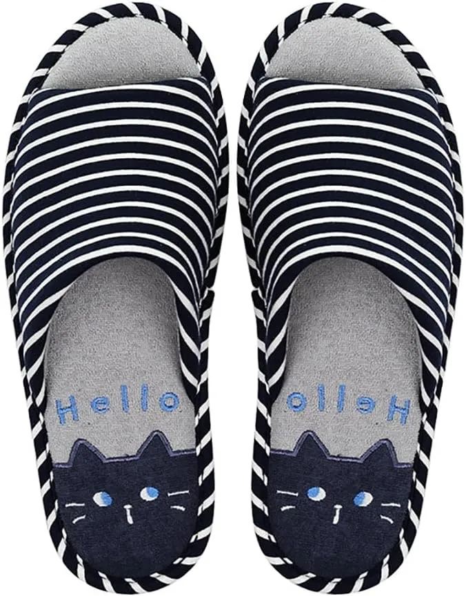 MAGILONA Women Mens Home Slippers Cotton Blends Soft Washable Open-Toe Indoor Shoes Casual Flat Silent Slippers Sole Shoes