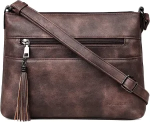 MASINTOR Crossbody Bags for Women, Lightweight Medium Crossbody Purse, Soft Leather Women's Shoulder Handbags with Tassel for Shopping or Travel