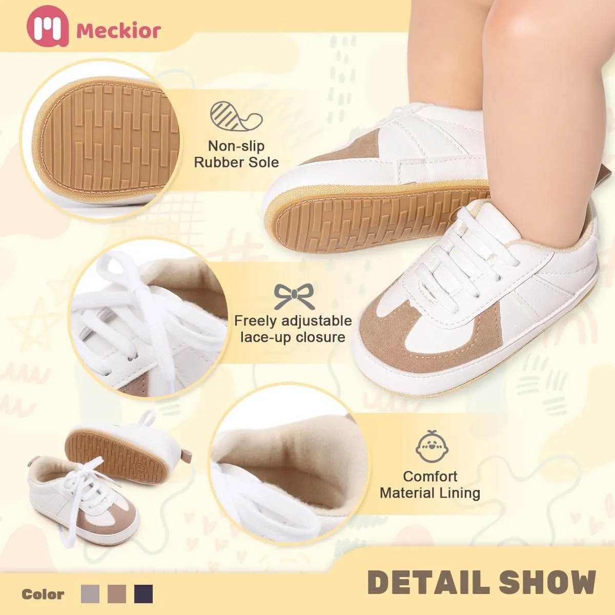 Meckior Infant Baby Girls Boys Canvas Shoes Soft Sole Toddler Slip On Newborn Crib Moccasins Casual Sneaker Austin Boy's Flat Lazy Loafers First Walkers Skate Shoe