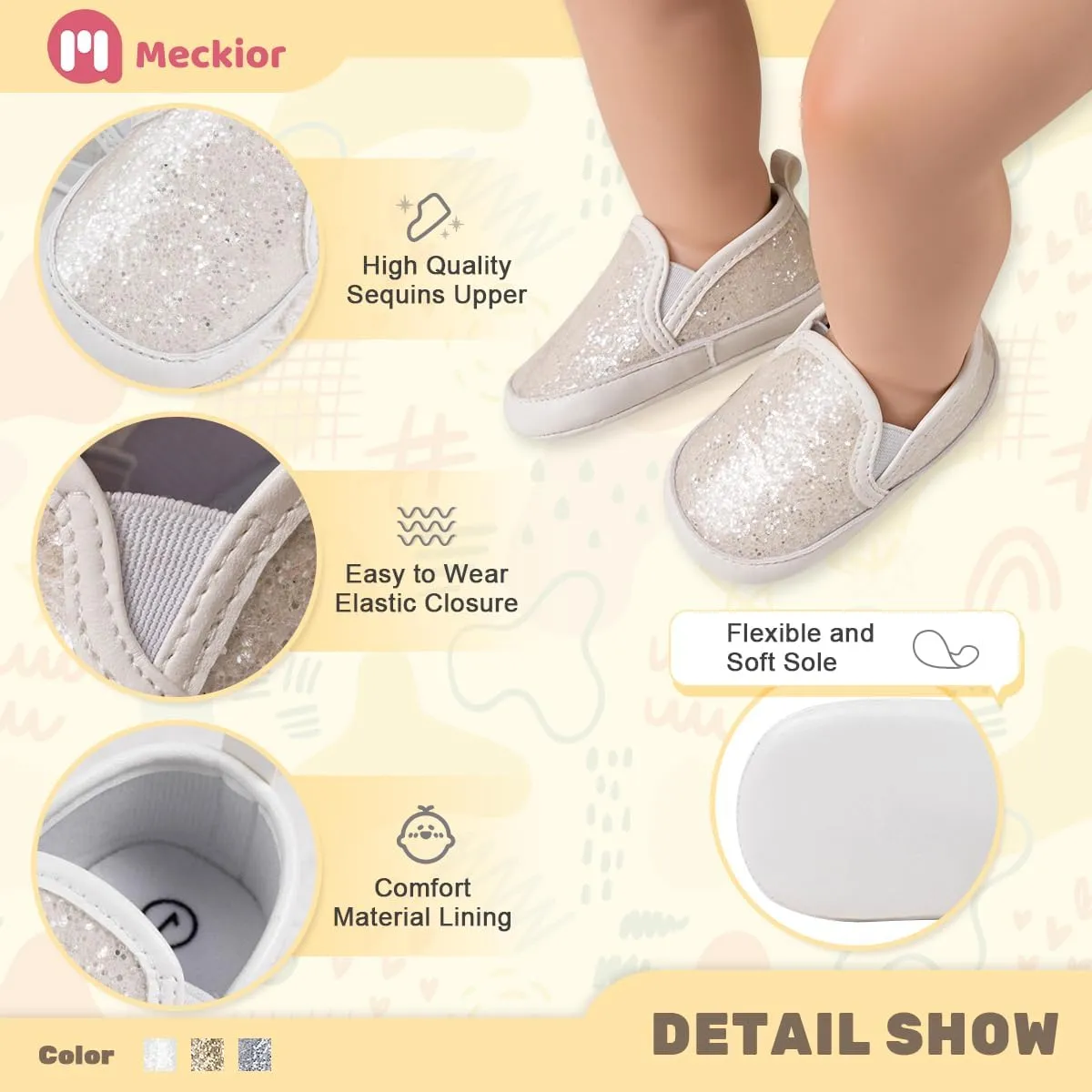 Meckior Infant Baby Girls Boys Canvas Shoes Soft Sole Toddler Slip On Newborn Crib Moccasins Casual Sneaker Austin Boy's Flat Lazy Loafers First Walkers Skate Shoe