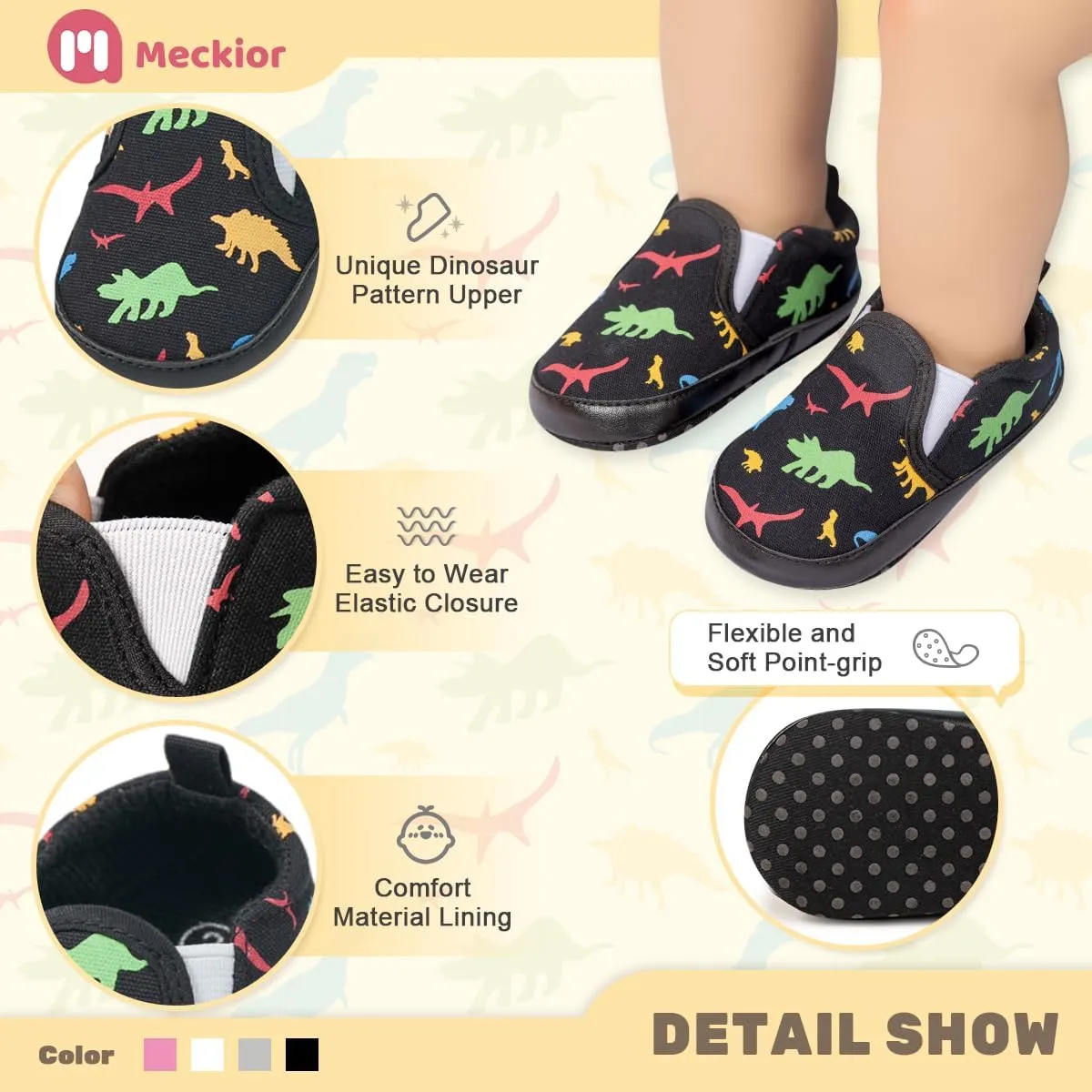Meckior Infant Baby Girls Boys Canvas Shoes Soft Sole Toddler Slip On Newborn Crib Moccasins Casual Sneaker Austin Boy's Flat Lazy Loafers First Walkers Skate Shoe