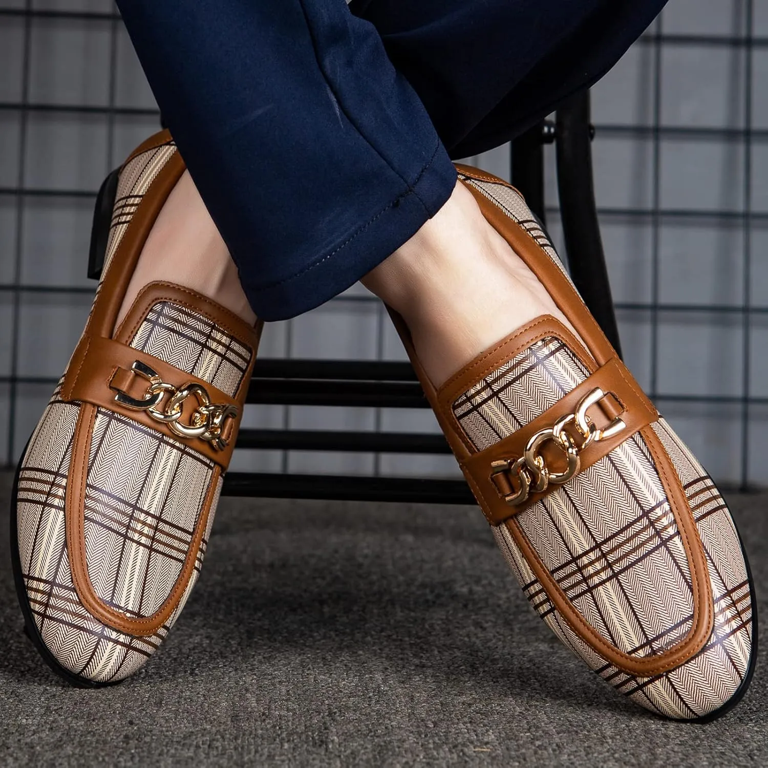 Meijiana Men Faux Leather Noble Loafer Shoes Slip-on Loafer Smoking Slipper Tassel Loafer