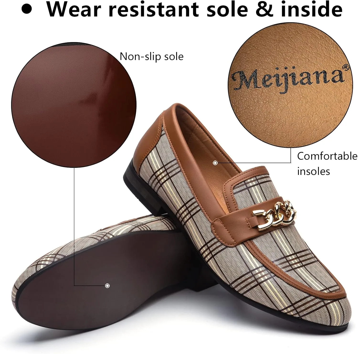 Meijiana Men Faux Leather Noble Loafer Shoes Slip-on Loafer Smoking Slipper Tassel Loafer