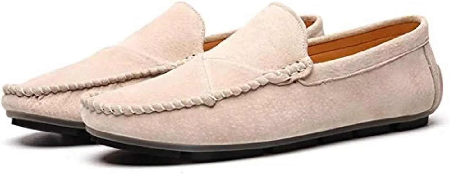 Men Suede Driving Comfort Loafers Brogue Casual Walking Flat Moccasin Business Classic Dress Boat Shoes