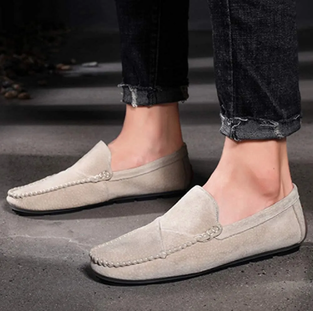 Men Suede Driving Comfort Loafers Brogue Casual Walking Flat Moccasin Business Classic Dress Boat Shoes