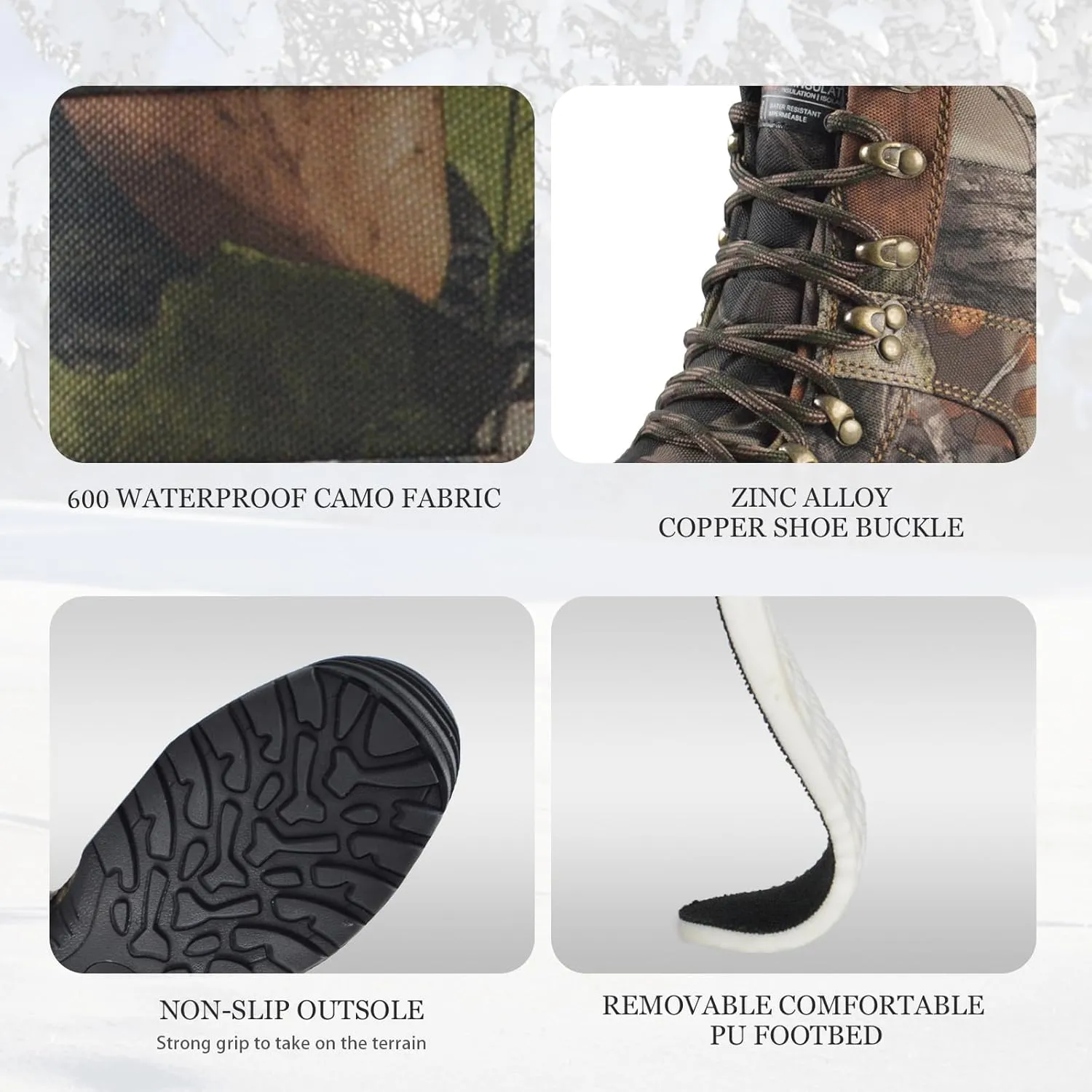 Men's 8" Waterproof Lightweight Hunting Boots Camo Insulated Hiking Boots, 200g Thinsulate