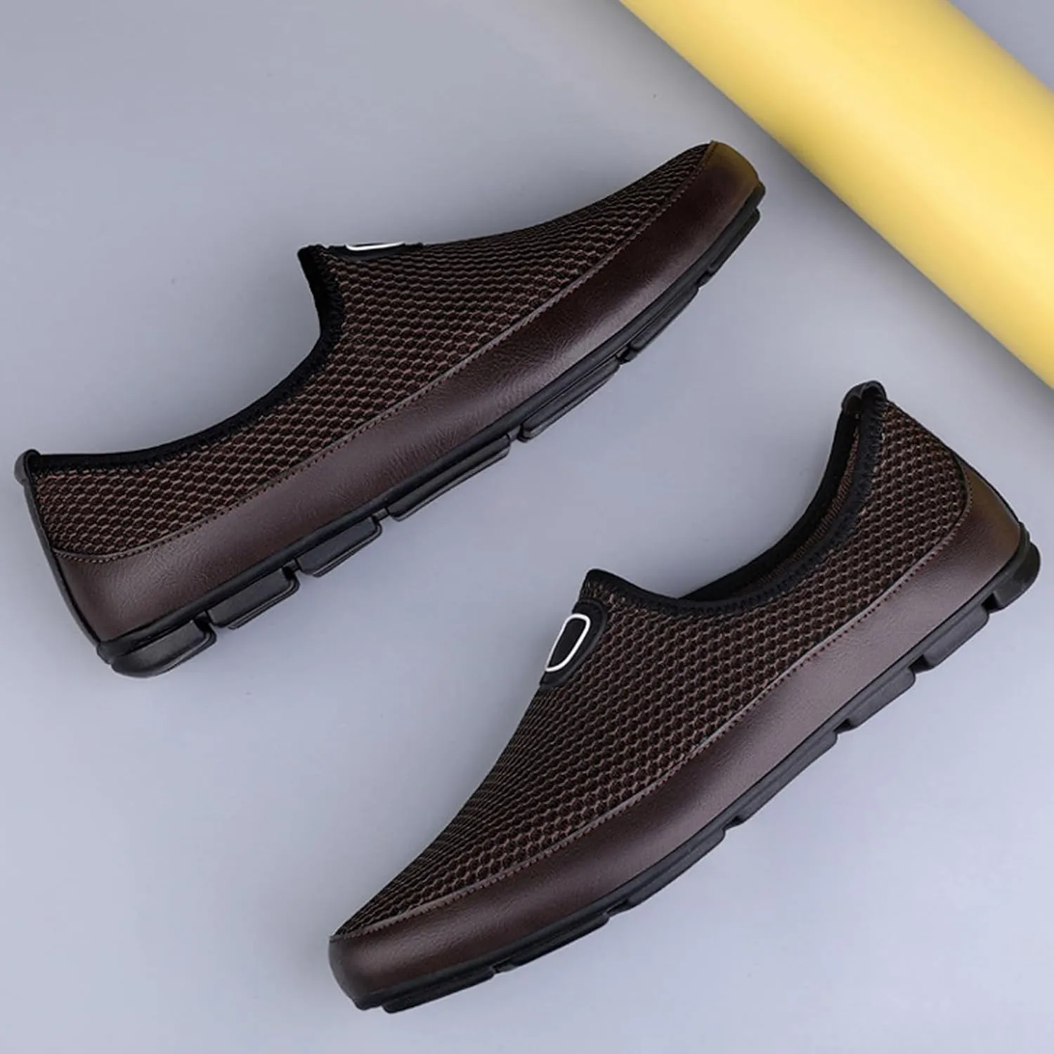 Men's Breathable Mesh Slip On Soft Sole Loafers,Lightweight Comfortable Low Top Flat Walking Shoes Casual Fashion Driving Shoes