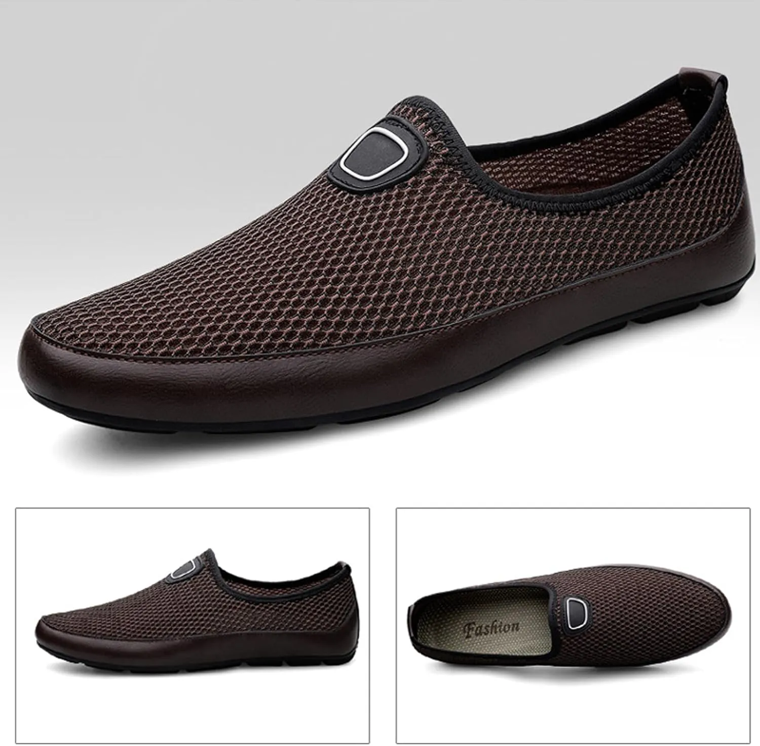Men's Breathable Mesh Slip On Soft Sole Loafers,Lightweight Comfortable Low Top Flat Walking Shoes Casual Fashion Driving Shoes