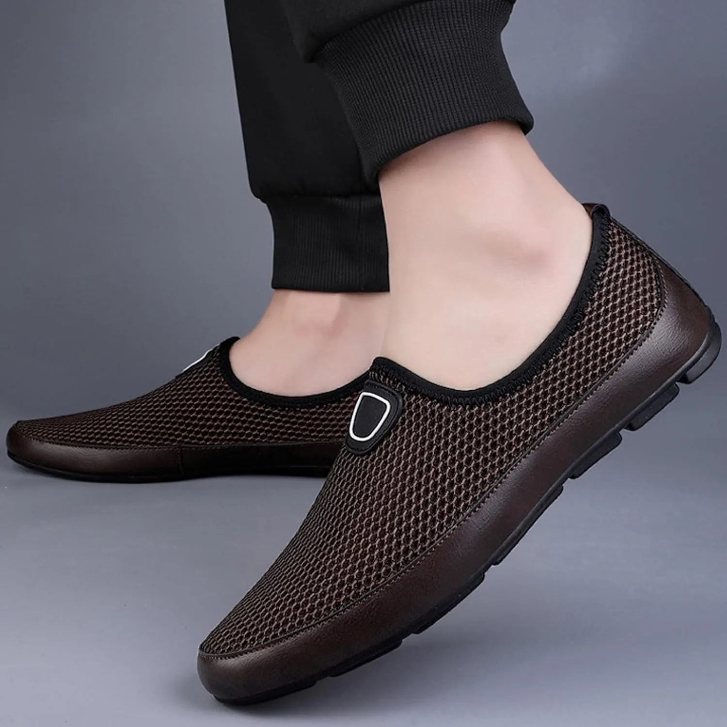 Men's Breathable Mesh Slip On Soft Sole Loafers,Lightweight Comfortable Low Top Flat Walking Shoes Casual Fashion Driving Shoes