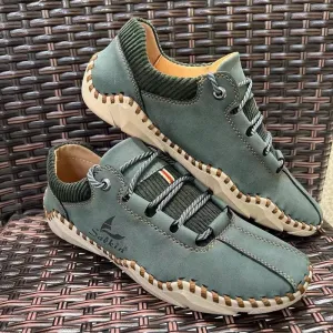Mens Casual Shoes Fashion Sneakers Leather Oxfords Work Shoe Sneaker for Men Driving Loafers Shoes Slip On Flat Loafers Boat Shoes Moccasins Lightweight Soft Comfort Lace up Hand Stitching Ankle Boots