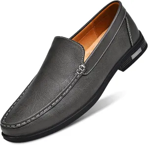 Mens Genuine Leather Slip-on Loafers Casual Hollow Breathable Comfort Penny Loafers Shoes Soft Sole Flat Dress Driving Causal Shoes