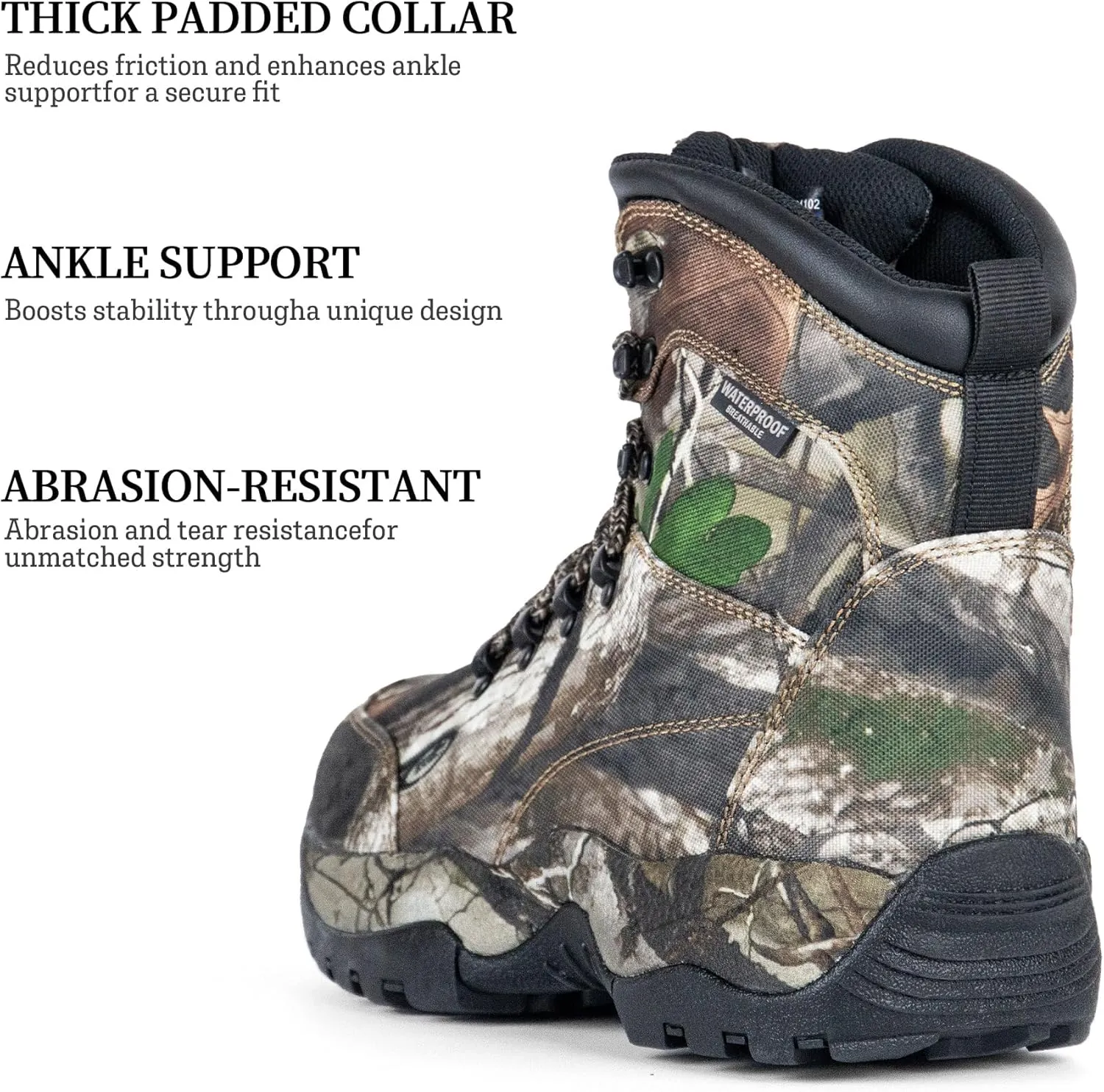 Men's Hunting Boots 7 Inch Waterproof Lightweight Hiking Boot, 200g Thinsulate