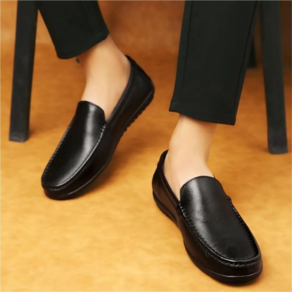 Men's Loafers Round Toe Faux Leather Loafer Shoes Anti-Slip Resistant Lightweight Fashion Party Slip-on