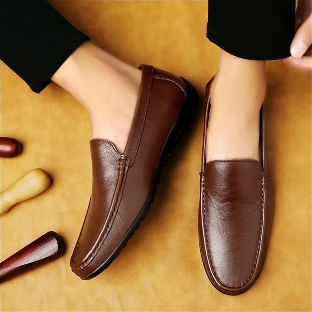 Men's Loafers Round Toe Faux Leather Loafer Shoes Anti-Slip Resistant Lightweight Fashion Party Slip-on