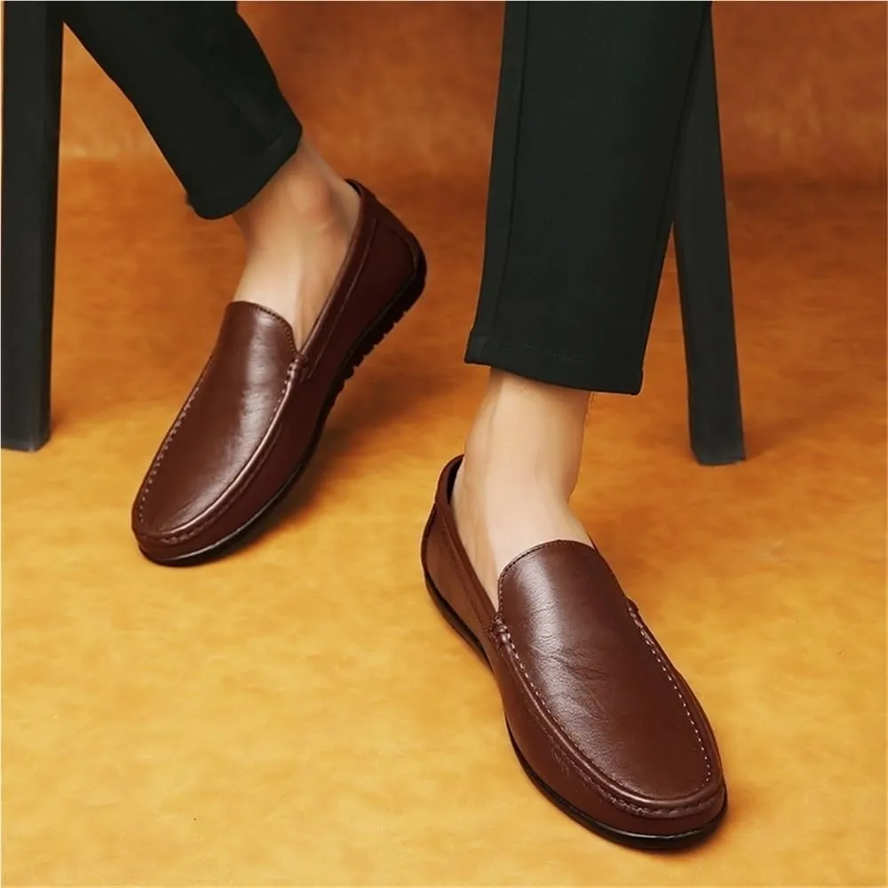 Men's Loafers Round Toe Faux Leather Loafer Shoes Anti-Slip Resistant Lightweight Fashion Party Slip-on