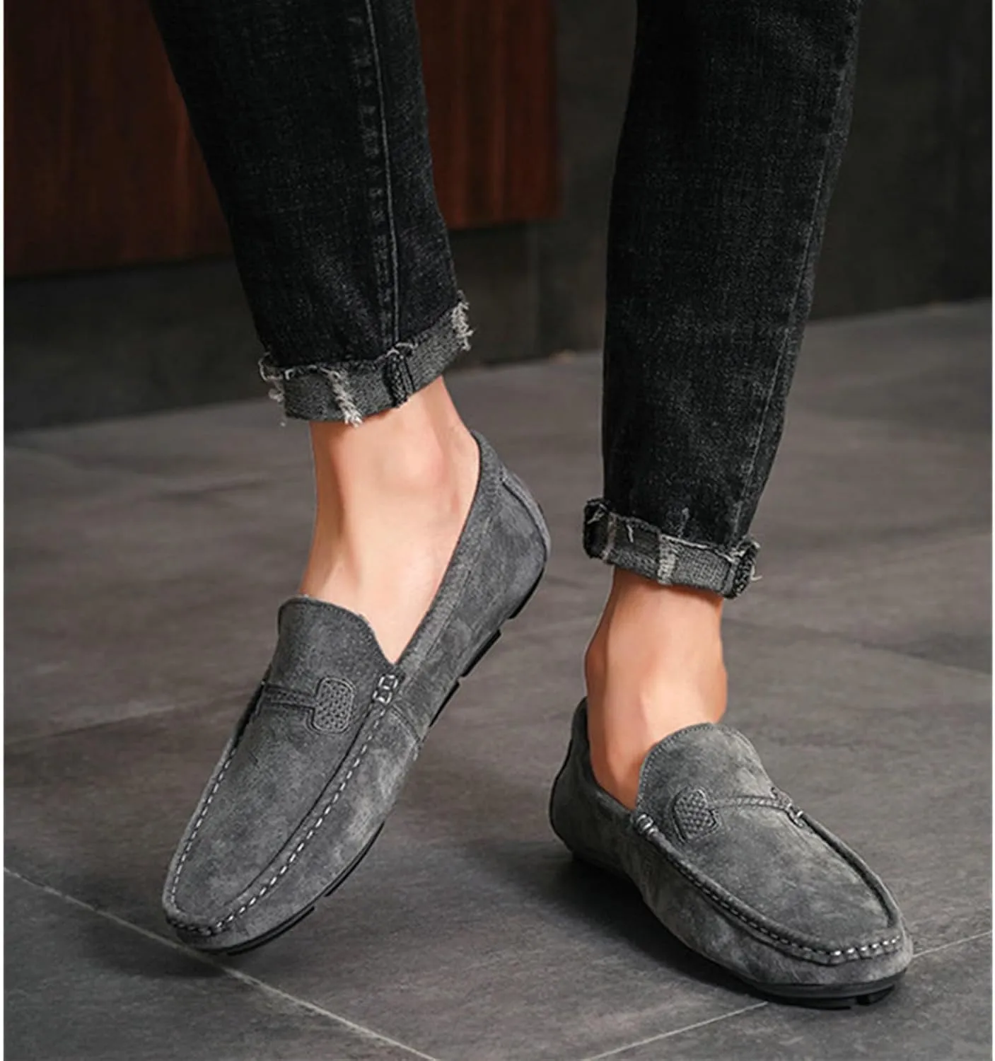 Men's Loafers Slip on Shoes Soft Sole Genuine Leather Driving Shoes Casual Penny Loafers for Men