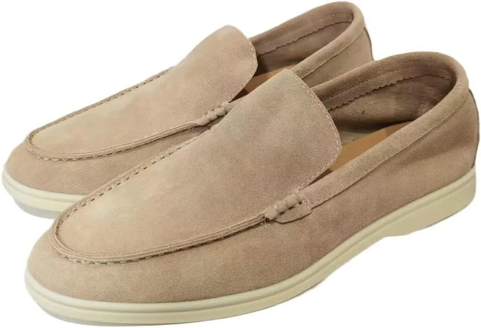 Men's Suede Loafers Slip-Ons Moccasins for Men Summer Dress Shoes Lightweight and Breathable Flat Loafer Casual Driving Walking Shoes Oxford Shoes