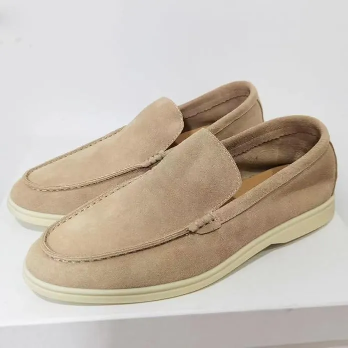 Men's Suede Loafers Slip-Ons Moccasins for Men Summer Dress Shoes Lightweight and Breathable Flat Loafer Casual Driving Walking Shoes Oxford Shoes
