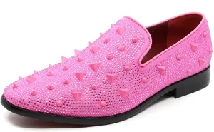 Men's Vintage Spike Rhinestone Designer Classic Smoking Dress Tuxedo Loafers Slip On Shoes SM-24