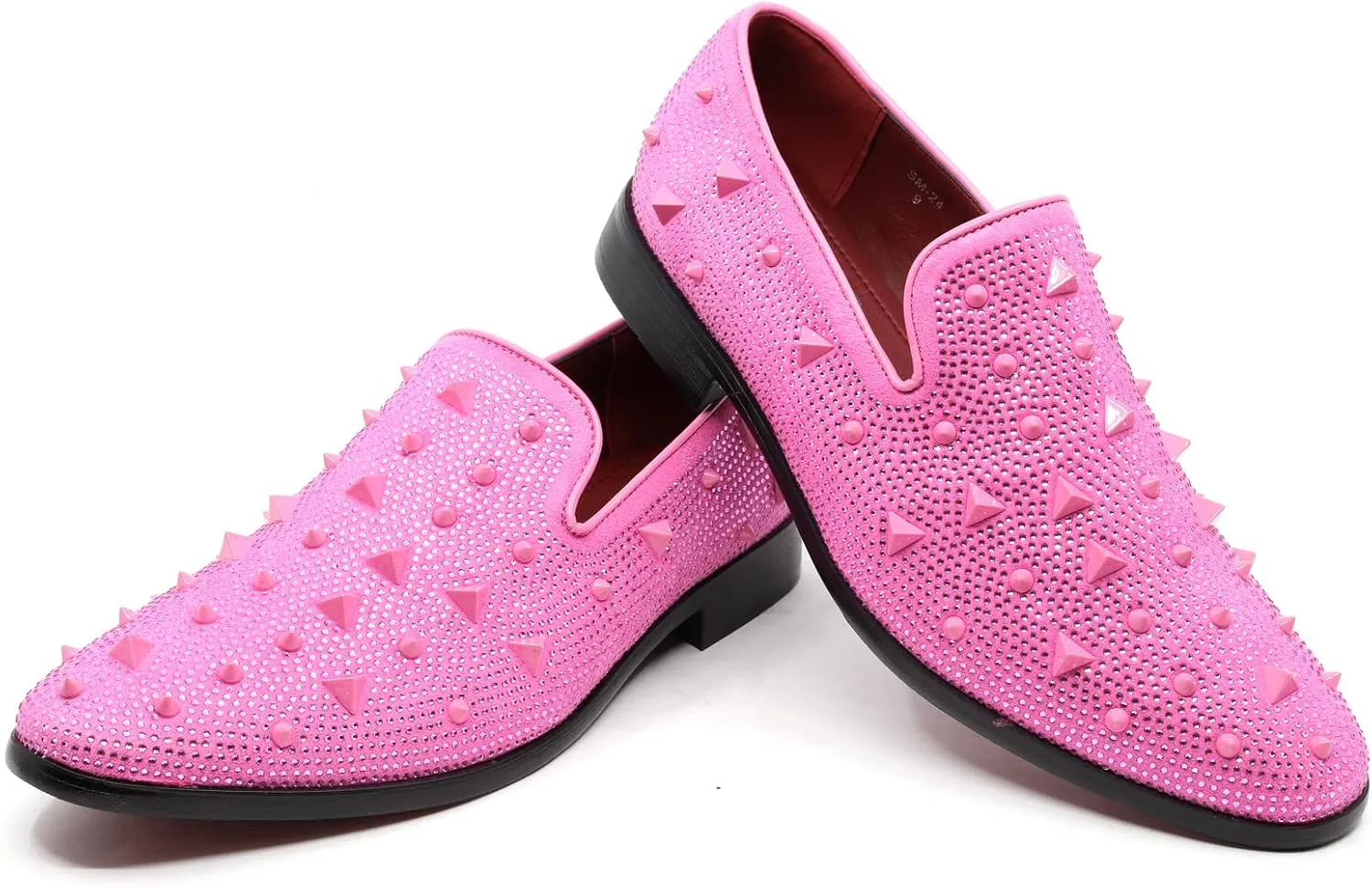 Men's Vintage Spike Rhinestone Designer Classic Smoking Dress Tuxedo Loafers Slip On Shoes SM-24
