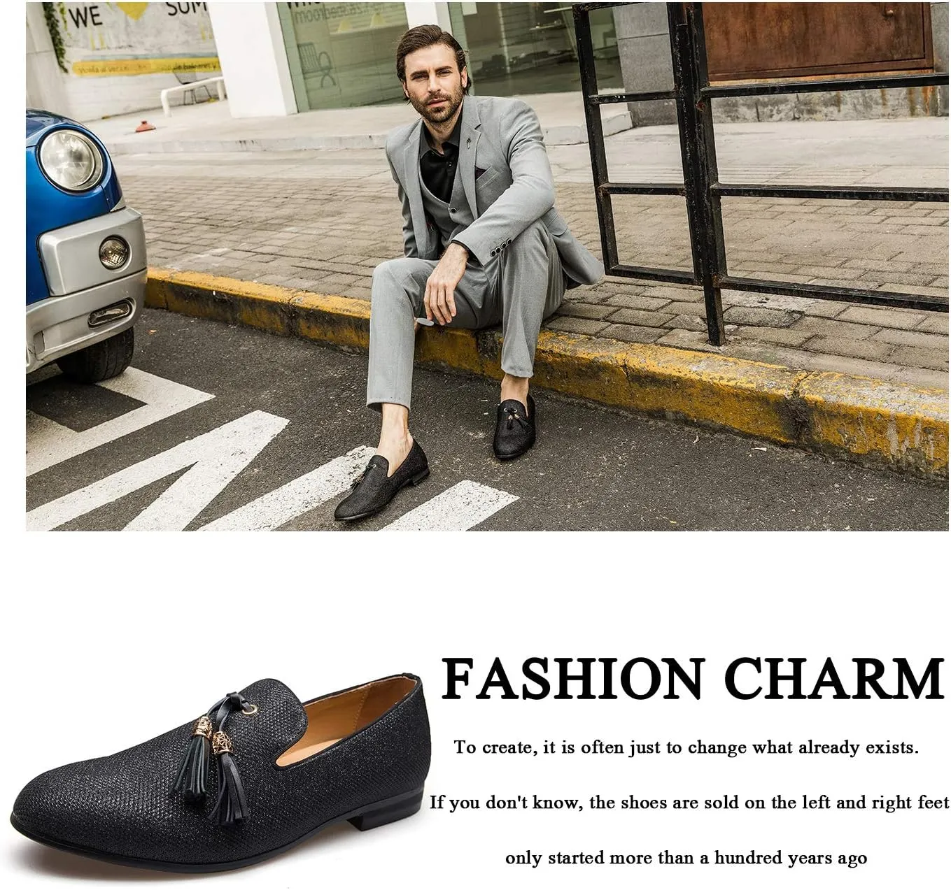 Men's Vintage Velvet Embroidery Noble Loafer Shoes Slip-on Loafer Smoking Slipper Tassel Loafer