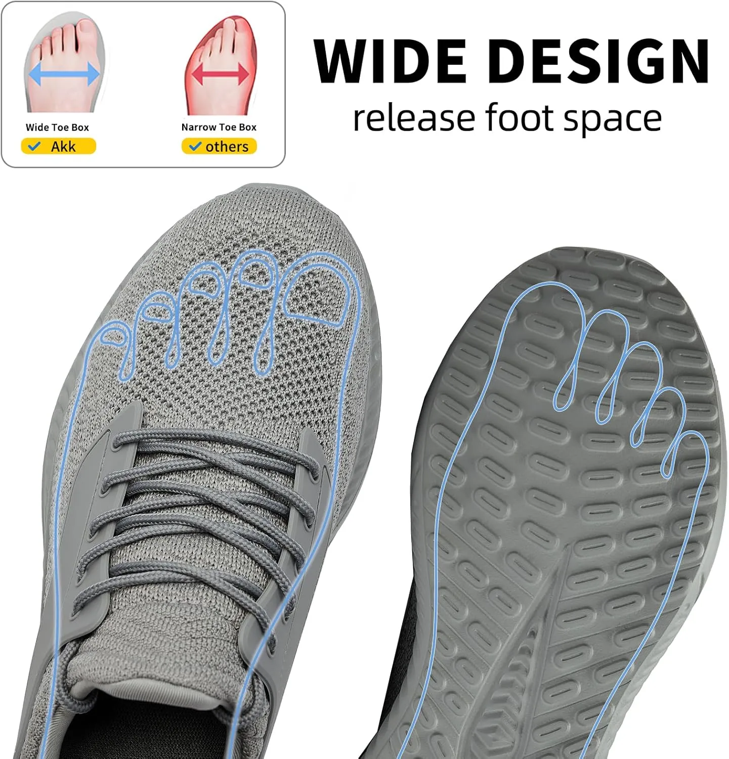 Mens Wide Sneakers Walking Shoes - Wide Slip on Tennis Shoes,Lightweight Breathable Comfortable Running Shoes for Athletic Workout Gym Jogging and Casual Wear Wide Width