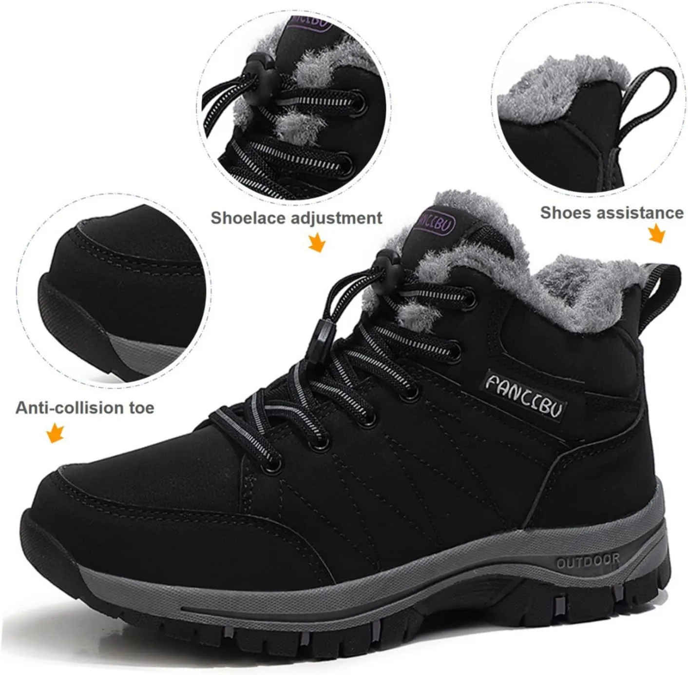 Mens Winter Boots Casual Lightweight Waterproof Snow Boots Anti-Slip Fur Lined Trekking Backpacking Hiking Boots…