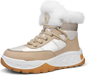 Mens Winter Snow Boots Water Resistant Warm Fur Lined Anti Slip Work Ankle Shoes Casual Lightweight Hiking Outdoor Trekking Boot