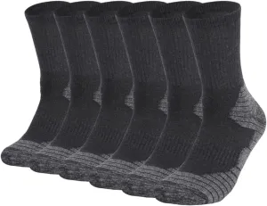 Men's Work Socks Cotton Crew Cushioned Socks Ankle Protection 6 Pairs