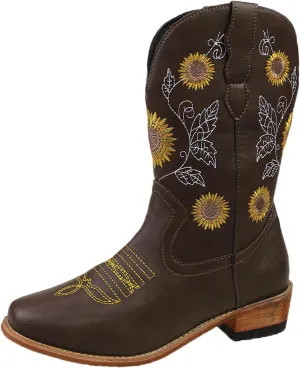 Mid Calf Cowboy Boots for Women Low Heel Black Leather Boots for Women Knee High Heels Wide Calf White Cowboy Boots Women Above the Knee Boots for Women Leather Black Mid Calf Boots for Women Dressy