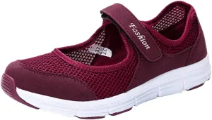 missfiona Womens Hollow Out Granny Walk Shoes Breathable Soft-Soled Mary Jane Flats Dance Shoes