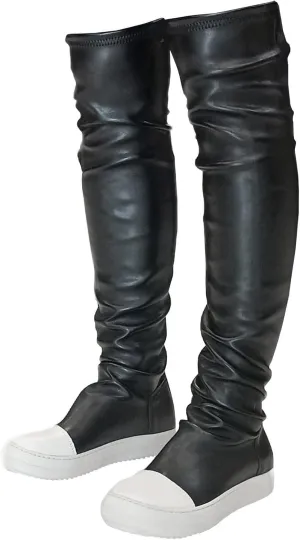 MOFEEDOUKA Thigh High Boots for Women Flat Over The Knee Round Toe Booties