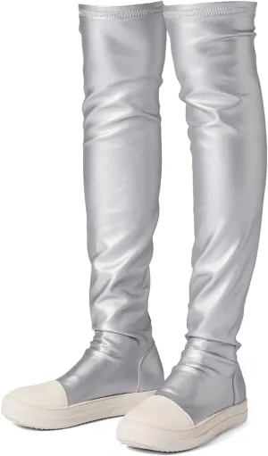 MOFEEDOUKA Thigh High Boots for Women Flat Over The Knee Round Toe Booties