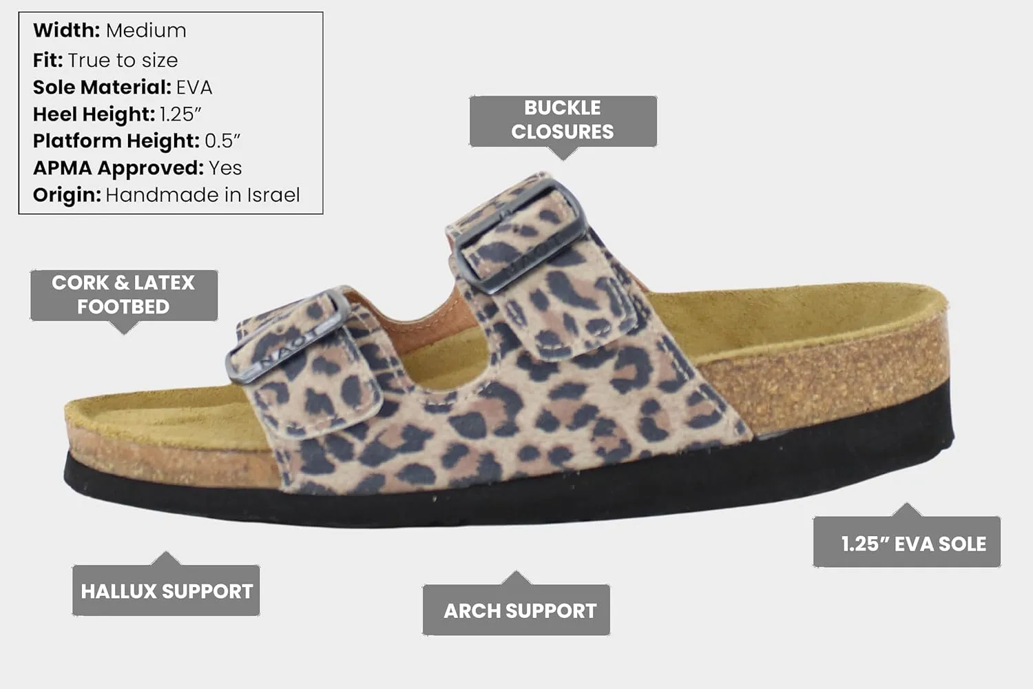 NAOT Footwear Santa Barbara Women's Slide with Cork Footbed and Arch Comfort and Support – Slip On- Lightweight and Perfect for Travel