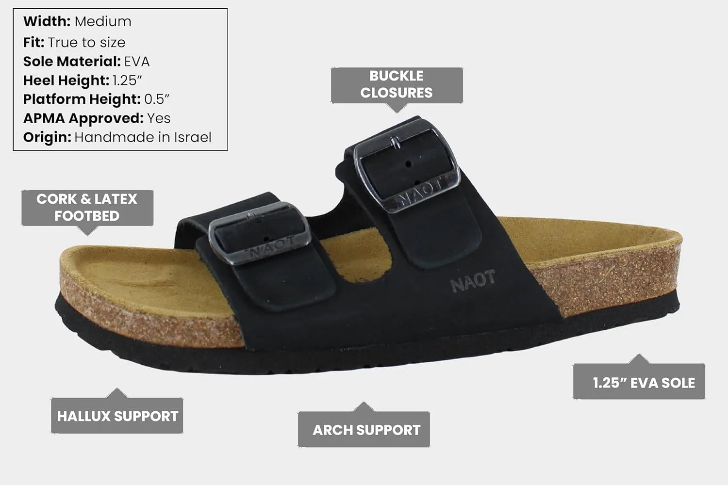 NAOT Footwear Santa Barbara Women's Slide with Cork Footbed and Arch Comfort and Support – Slip On- Lightweight and Perfect for Travel
