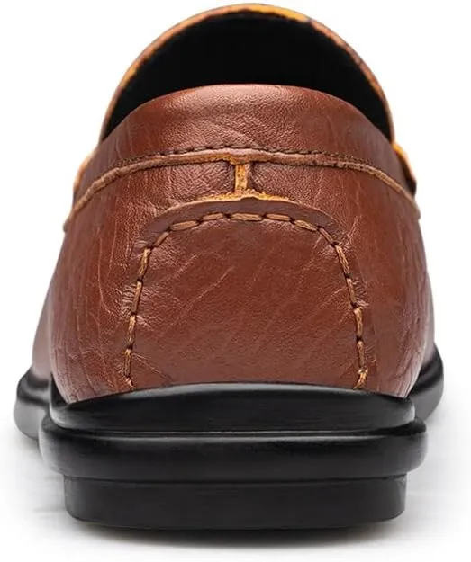 New Mens Loafers Round Toe Genuine Leather Crocodile Print Loafer Shoes Flexible Lightweight Anti-slip Casual Fashion Slip On