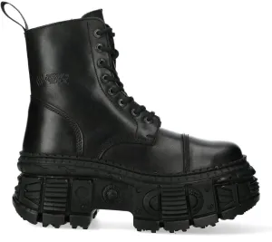 New Rock WALL083C-S5 Womens Black Leather Platform Gothic Boots