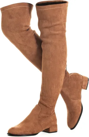 N.N.G Women Over the Knee Boots Thigh High Suede Block Winter Low Above Flat Long OTK Comfort Pointed toe