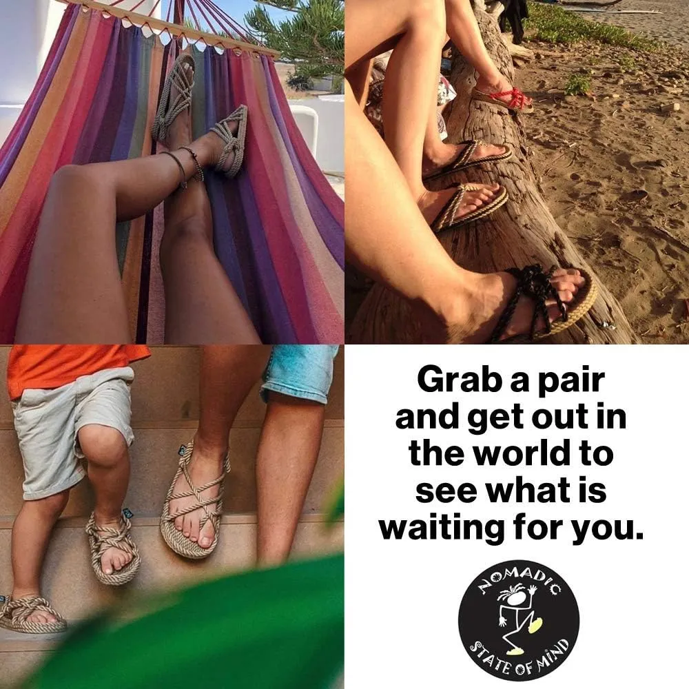 Nomadic State of Mind Lounger Sandals- Handmade Adjustable Rope Shoes – Machine Washable – Comfortable & Lightweight – Vegan Friendly – For Women & Men