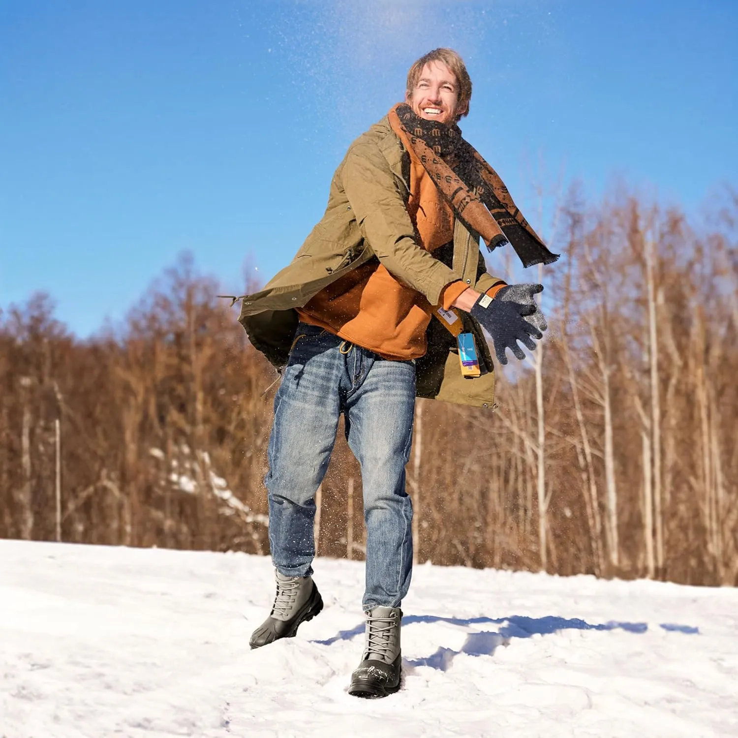 NORTIV 8 Mens Winter Boots Lightweight Casual Waterproof Slip Resistance Work Boot