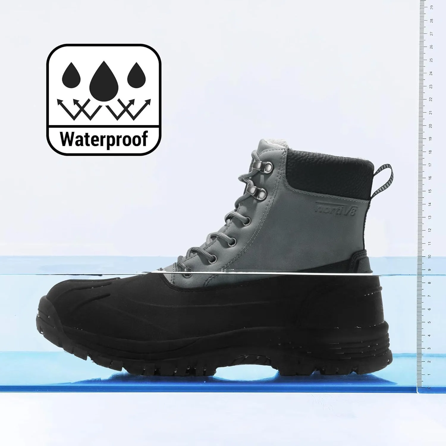 NORTIV 8 Mens Winter Boots Lightweight Casual Waterproof Slip Resistance Work Boot
