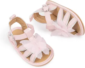 Oamico Baby Girl Sandals Infant Soft Anti-Slip Rubber Sole Casual Beach Sandals Newborn Bowknot Outdoor First Walker Summer Shoes for Baby Girls Flat Sandal