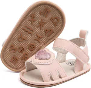 Oamico Baby Girl Sandals Infant Soft Anti-Slip Rubber Sole Casual Beach Sandals Newborn Bowknot Outdoor First Walker Summer Shoes for Baby Girls Flat Sandal