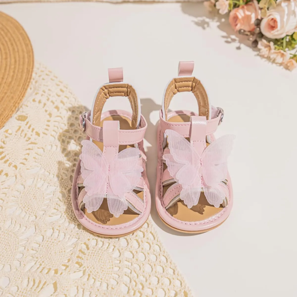 Oamico Baby Girl Sandals Infant Soft Anti-Slip Rubber Sole Casual Beach Sandals Newborn Bowknot Outdoor First Walker Summer Shoes for Baby Girls Flat Sandal
