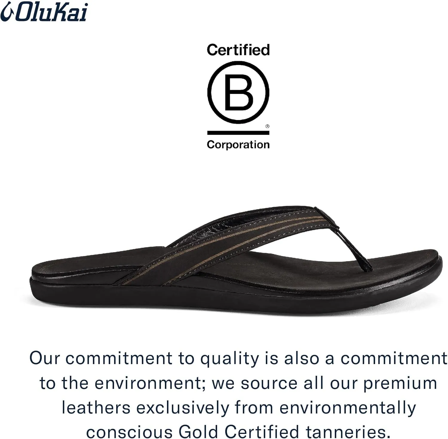 OLUKAI 'Aukai Women's Beach Sandals, Soft Leather Flip-Flop Slides with Non Marking Outsoles, Lightweight & All-Day Comfort